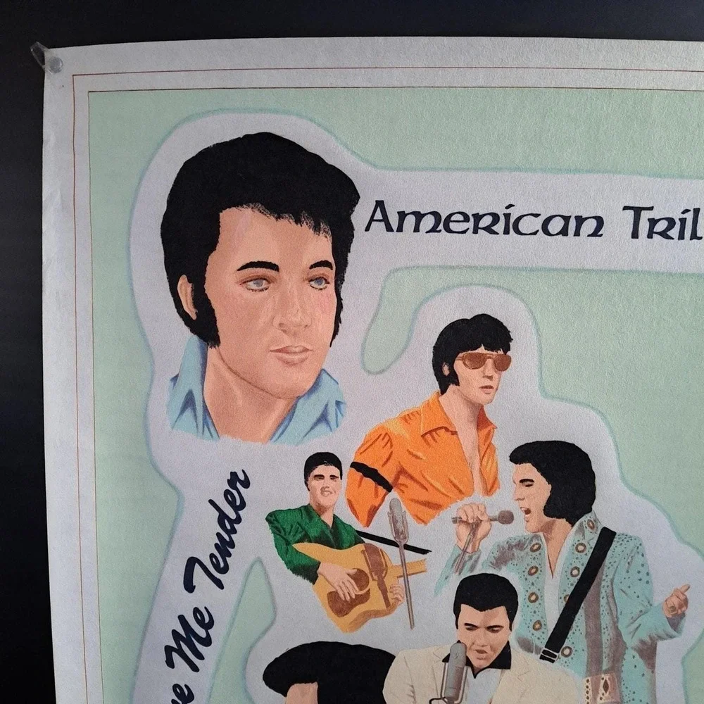 Elvis Presley Tapestry VTG 1978 Boxcar Felt Wall Hanging 20x34 American Trilogy